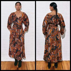 💕MARA HOFFMAN💕 Agnella Maxi Wrap Dress ~ Abstract Calaia Floral Print XL NWOT